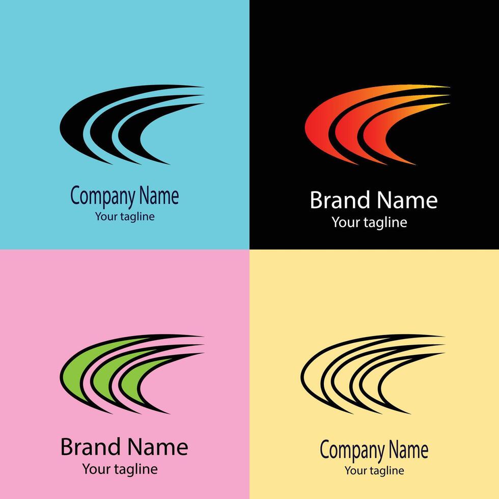 Usable Unique logo design with different designs of the same shape For business company. Color editable. vector