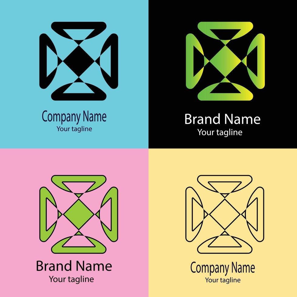 marvelous Unique logo design with different designs of the same shape For business company. Color editable. vector