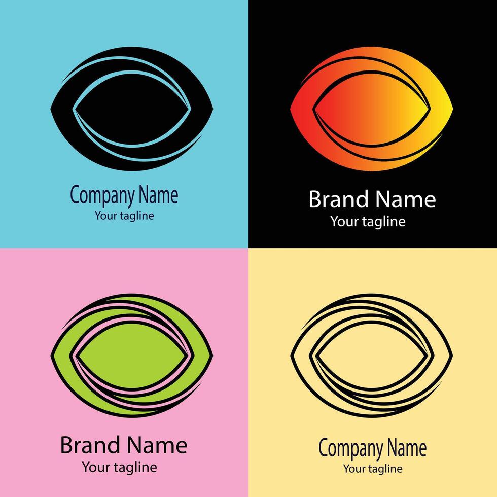 first-class Unique logo design with different designs of the same shape For business company. Color editable. vector