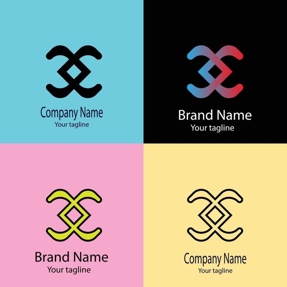fabulous Unique logo design with different designs of the same shape For business company. Color editable. vector