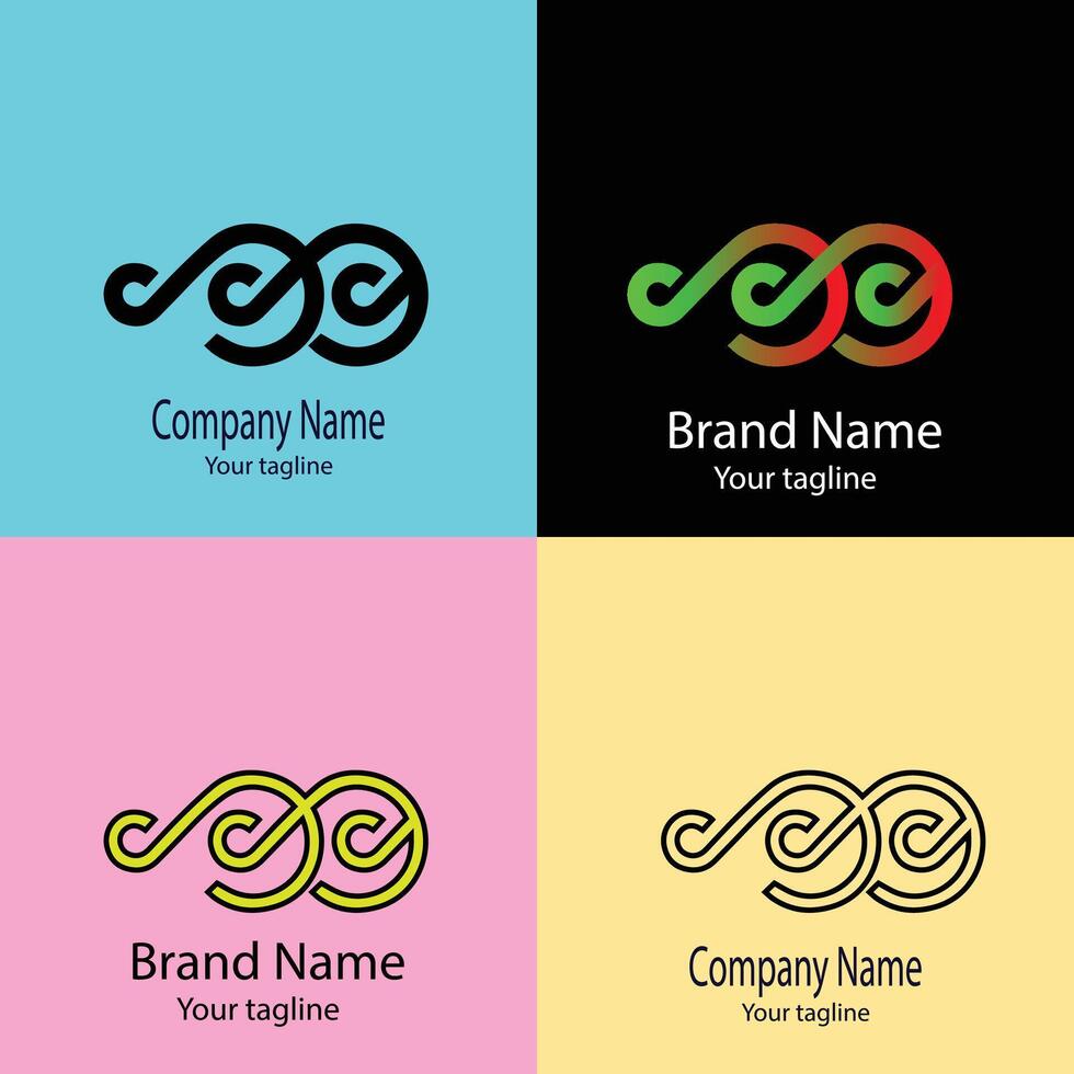 delightful Unique logo design with different designs of the same shape For business company. Color editable. vector