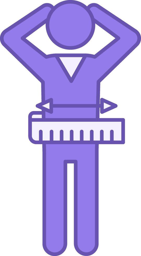 Colored Body Measurement Icon. Illustration. Man Measuring Waist With Meter. Healthy Eating. Healthy Lifestyle. Weight Loss Concept vector
