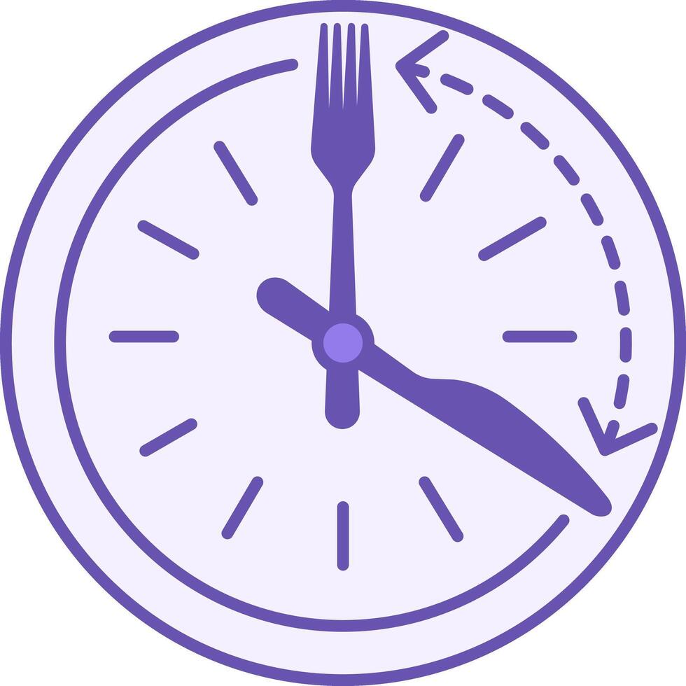 Colored Intermittent Fasting Icon. Illustration. Clock, Knife and Fork. Diet, Healthy Eating. Healthy Lifestyle. Weight Loss Concept vector