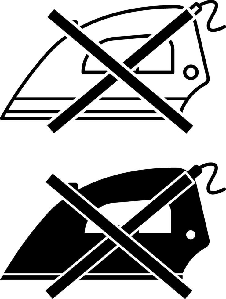 Do Not Iron Icons. Black and White Illustration. Textile Care, Laundry, Delicate Fabric. Sticker, Label. Material Characteristics Concept vector