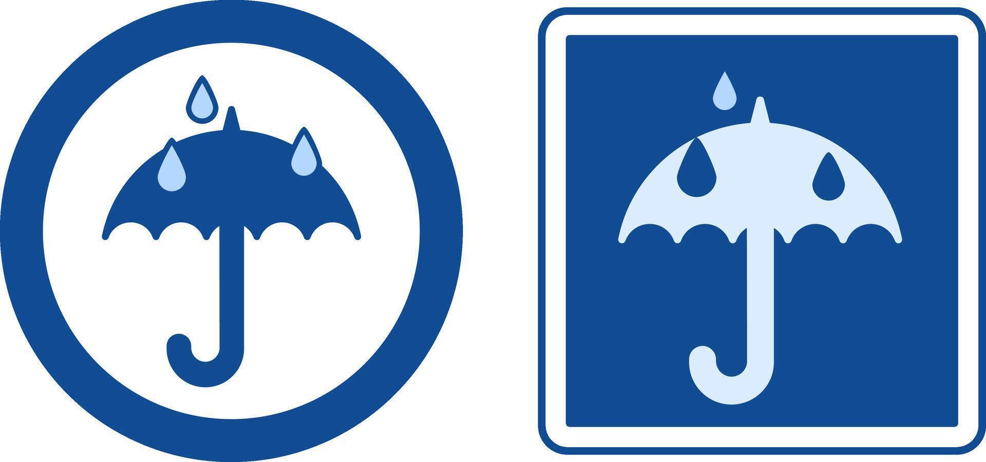 Blue Waterproof Labels. Icons. Umbrella and Raindrops. Waterproof Material, Water Resistant. Product Packaging Design Element vector