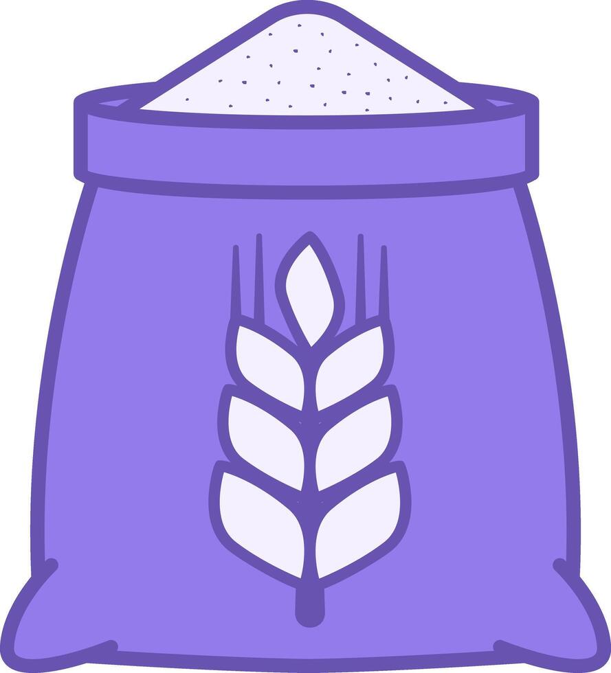 Colored Flour Icon. Illustration. Flour in Bag. Grain Processing Product. Food, Baking Product. Grocery Concept vector