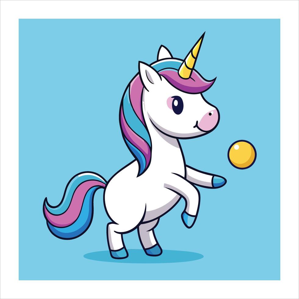 A cartoon unicorn playing vector