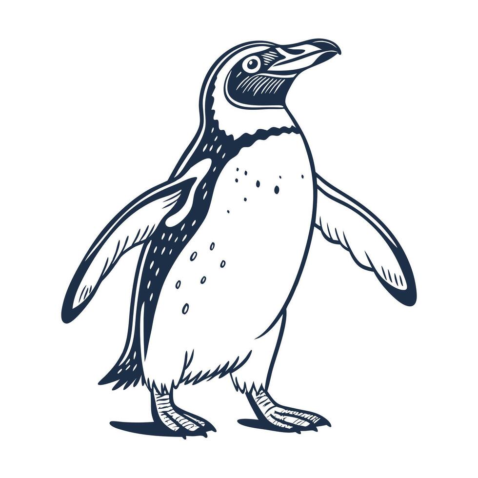 A penguin standing on its feet with its beak open vector
