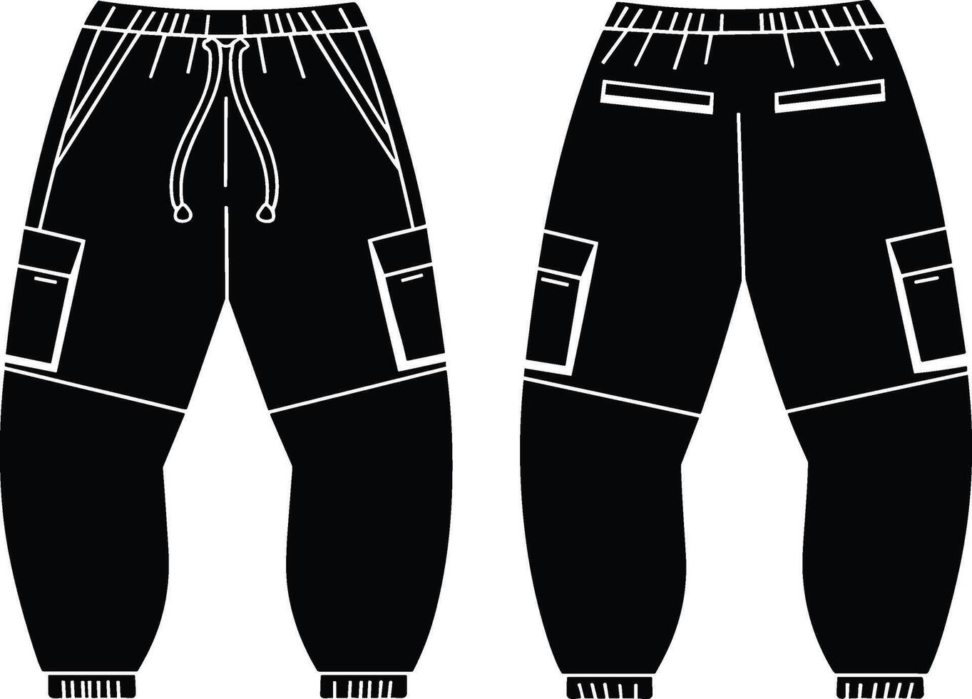 Sweatpant Technical Sketch with Front and Back View vector
