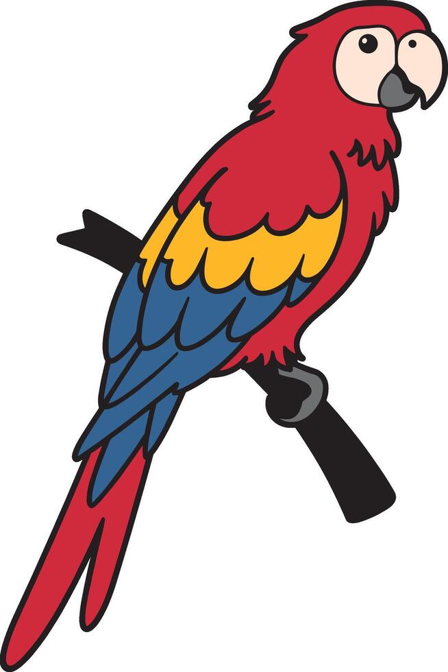 Scarlet Macaw Parrot Perched Tropical Bird Clipart vector