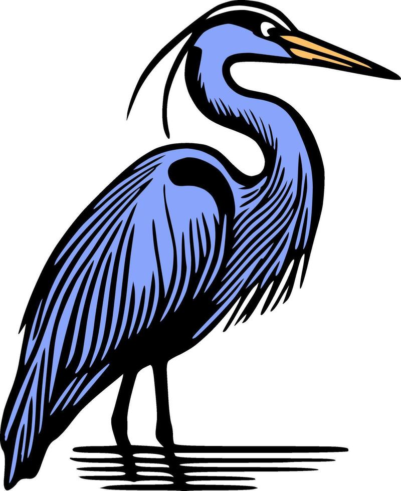 Elegant Great Blue Heron Standing in Profile vector
