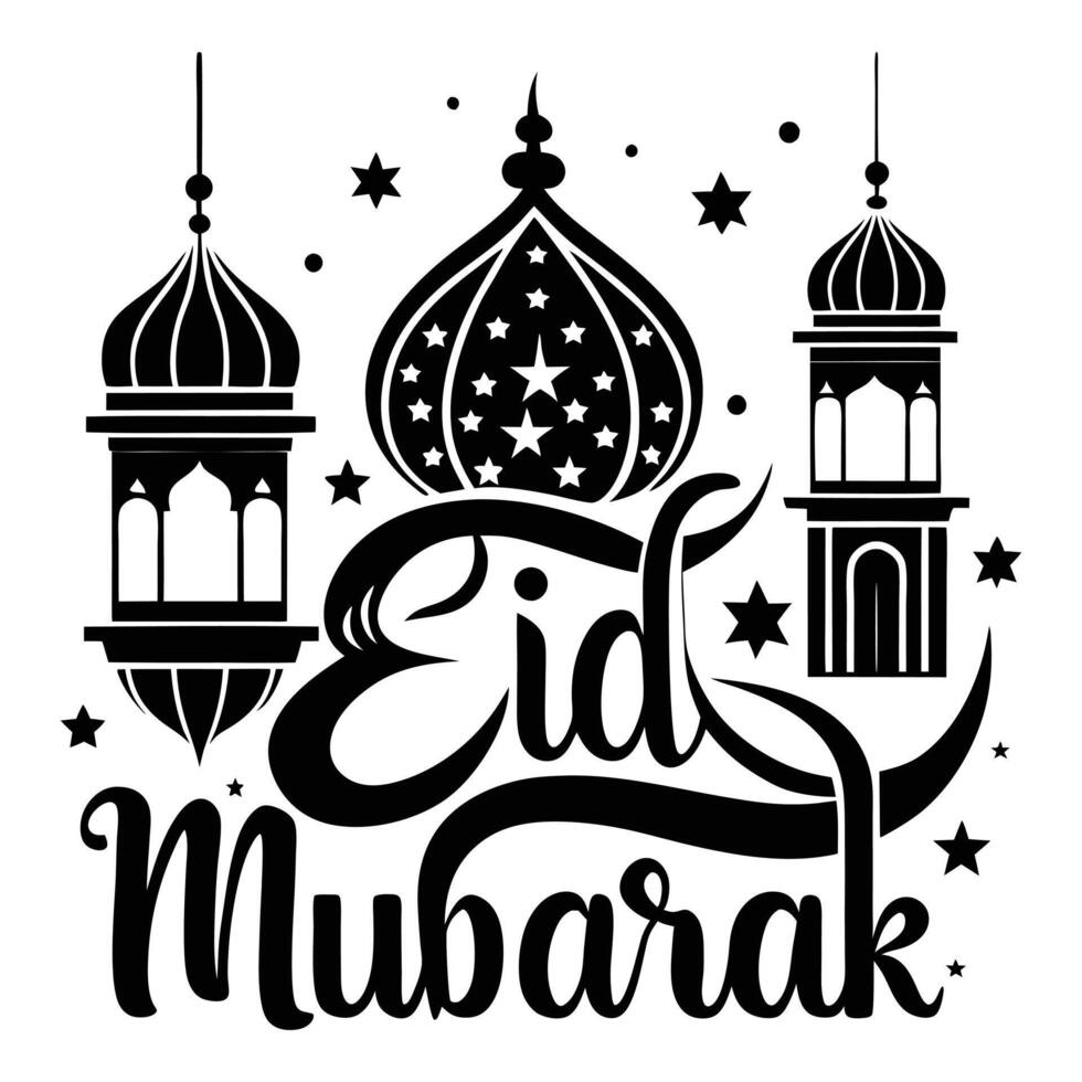 Spiritual Eid Night with Lanterns and Stars vector