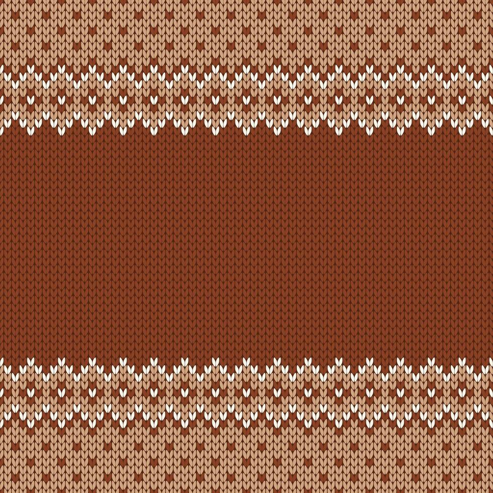 Knitwear texture. Template with empty place for text. Traditional seasonal seamless background for holiday design. Winter knitted wool sweater pattern, brown vector