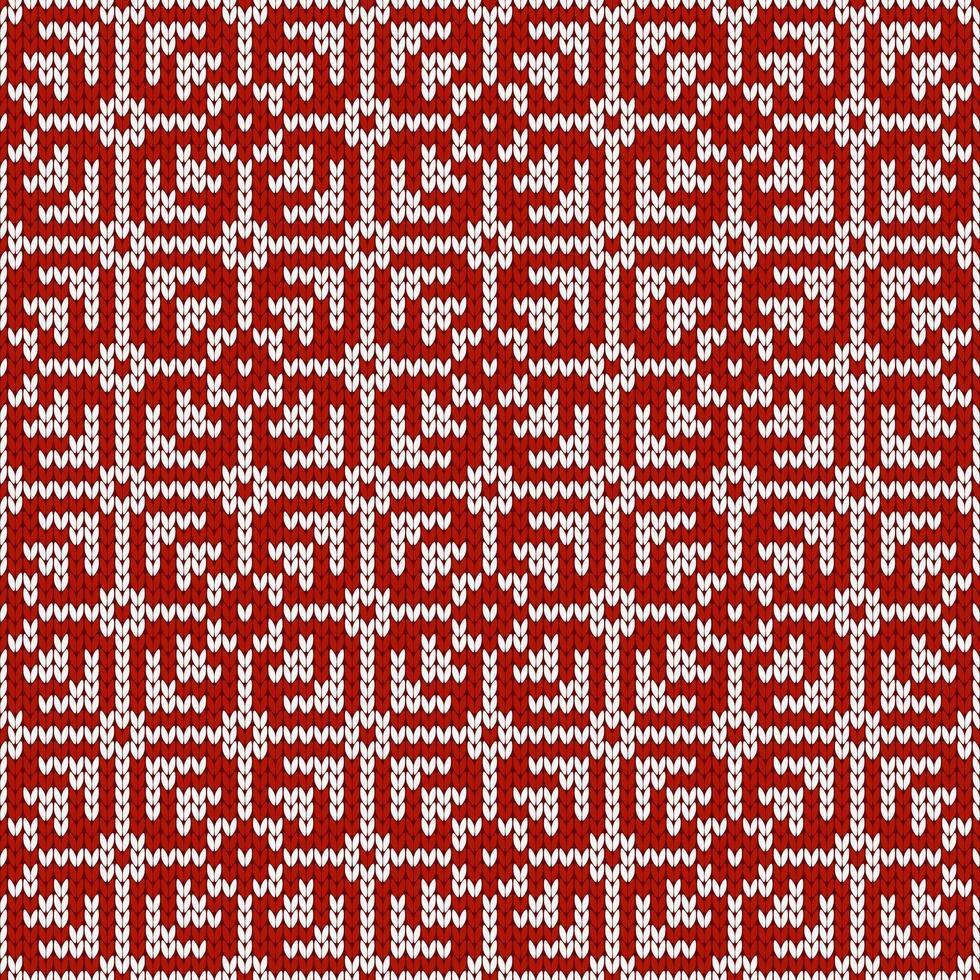 Scandinavian knitted seamless pattern. Norwegian native style sweater with snowflakes. Wool texture. Winter holiday background. vector