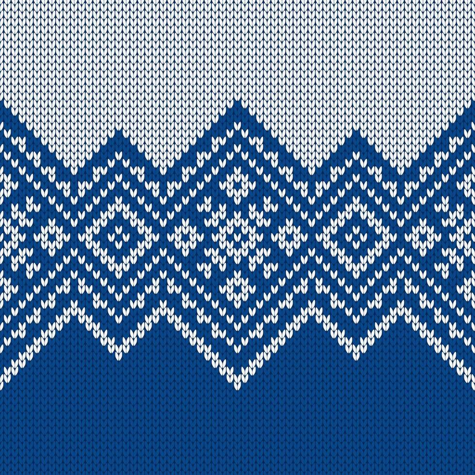 Scandinavian knitted seamless pattern. Norwegian native style sweater, ornament with snowflakes, zig zag. Fair Isle design. Wool texture. Winter holiday background vector