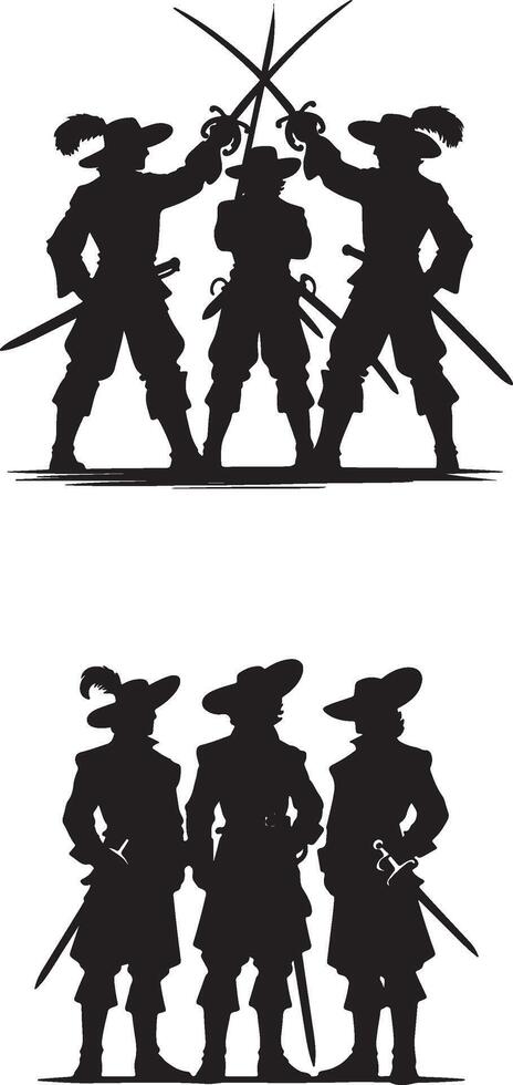 musketeer silhouettes on white vector