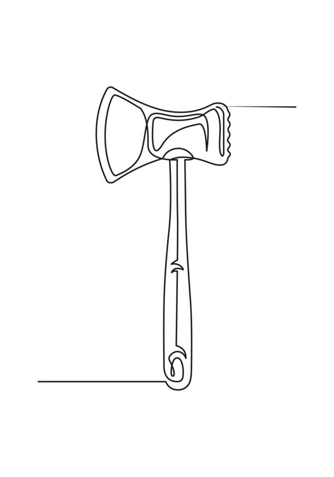Continuous one line drawing of a kitchen meat tenderizer vector