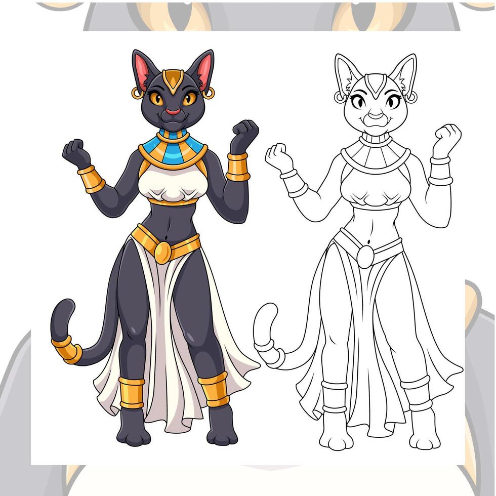 Bastet cartoon mascot character design vector