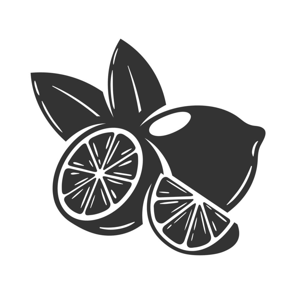 Lemon icons black isolated on white background vector