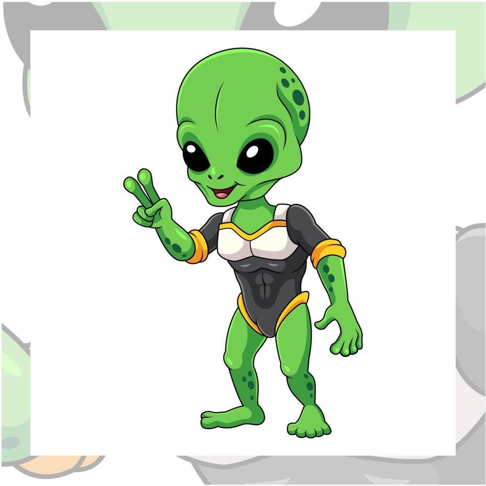 Alien cartoon mascot character design vector