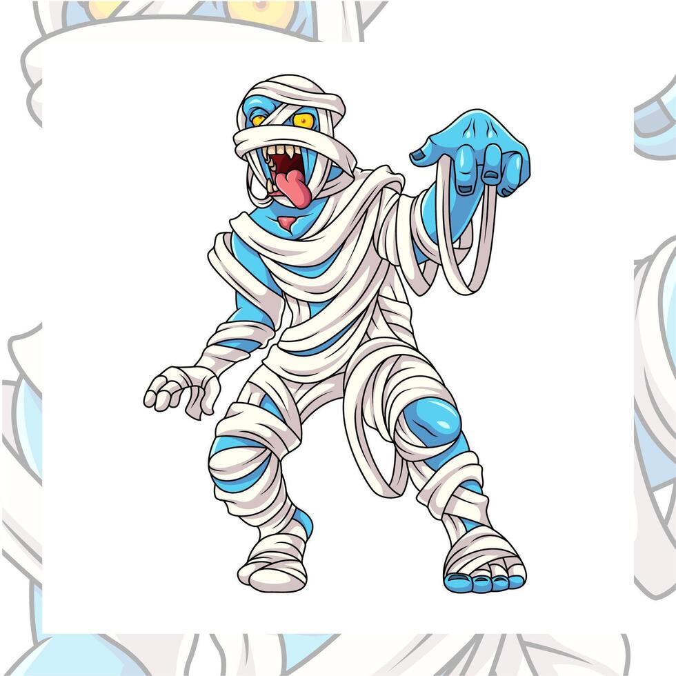 The mummy cartoon mascot character design vector