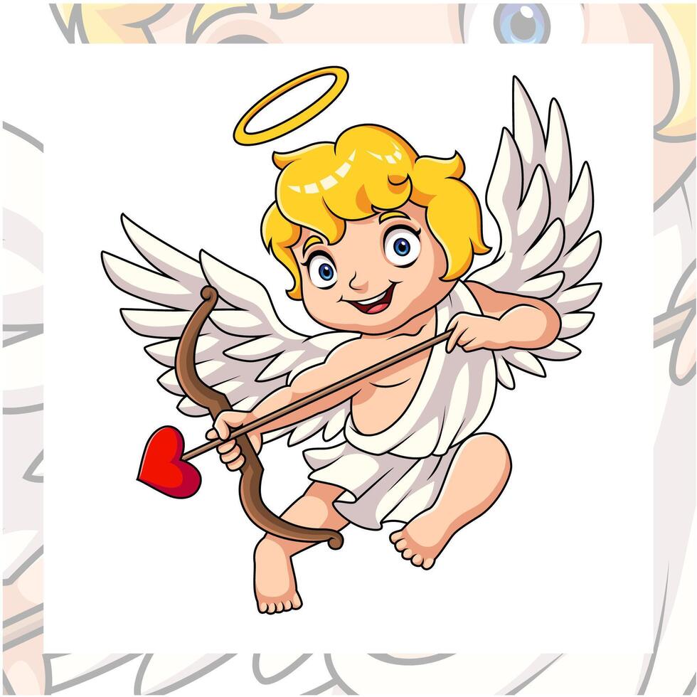 Cupid cartoon mascot character design vector
