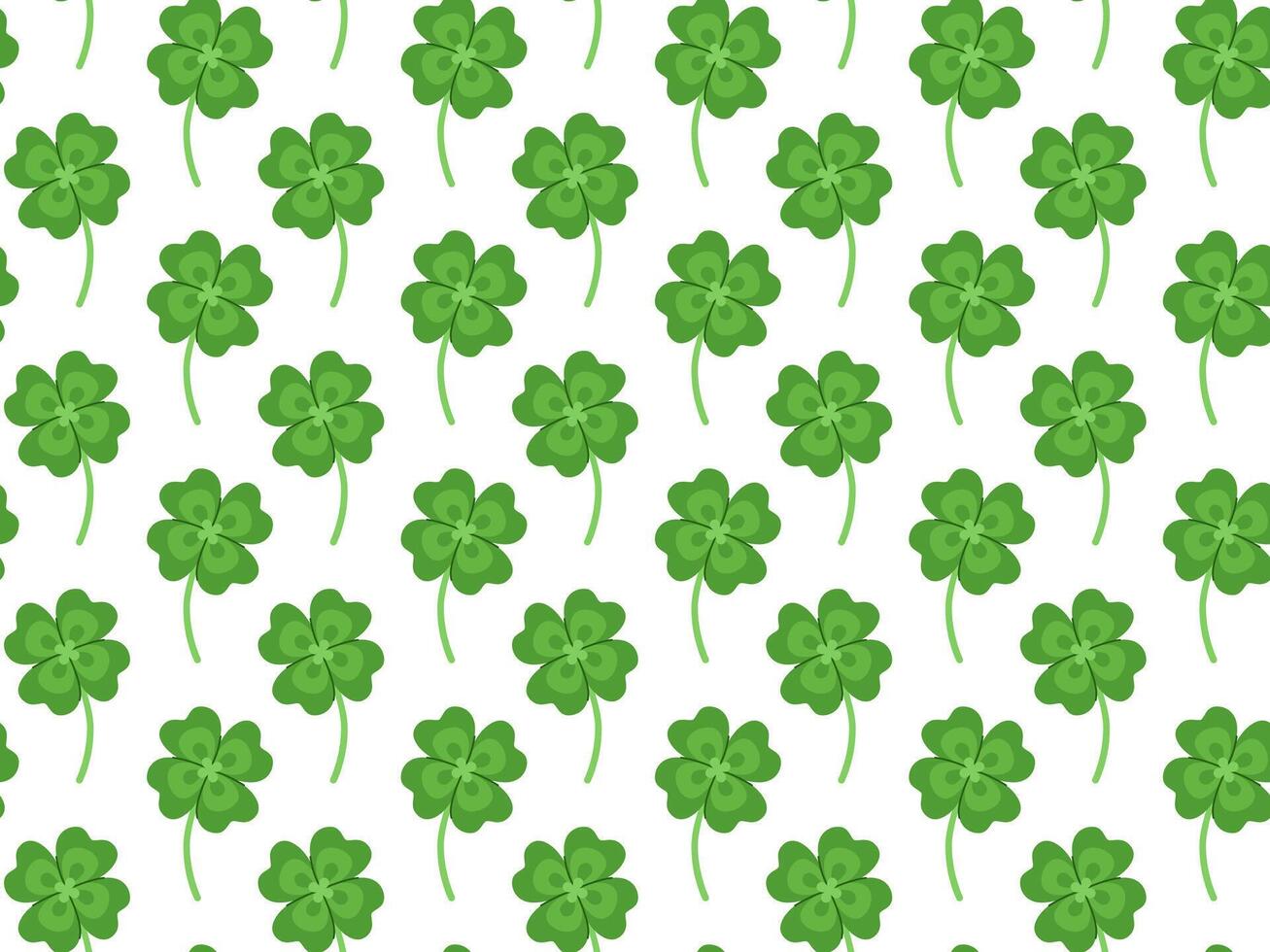 Four leaf lucky clovers cartoon seamless pattern for St. Patrick's Day. vector