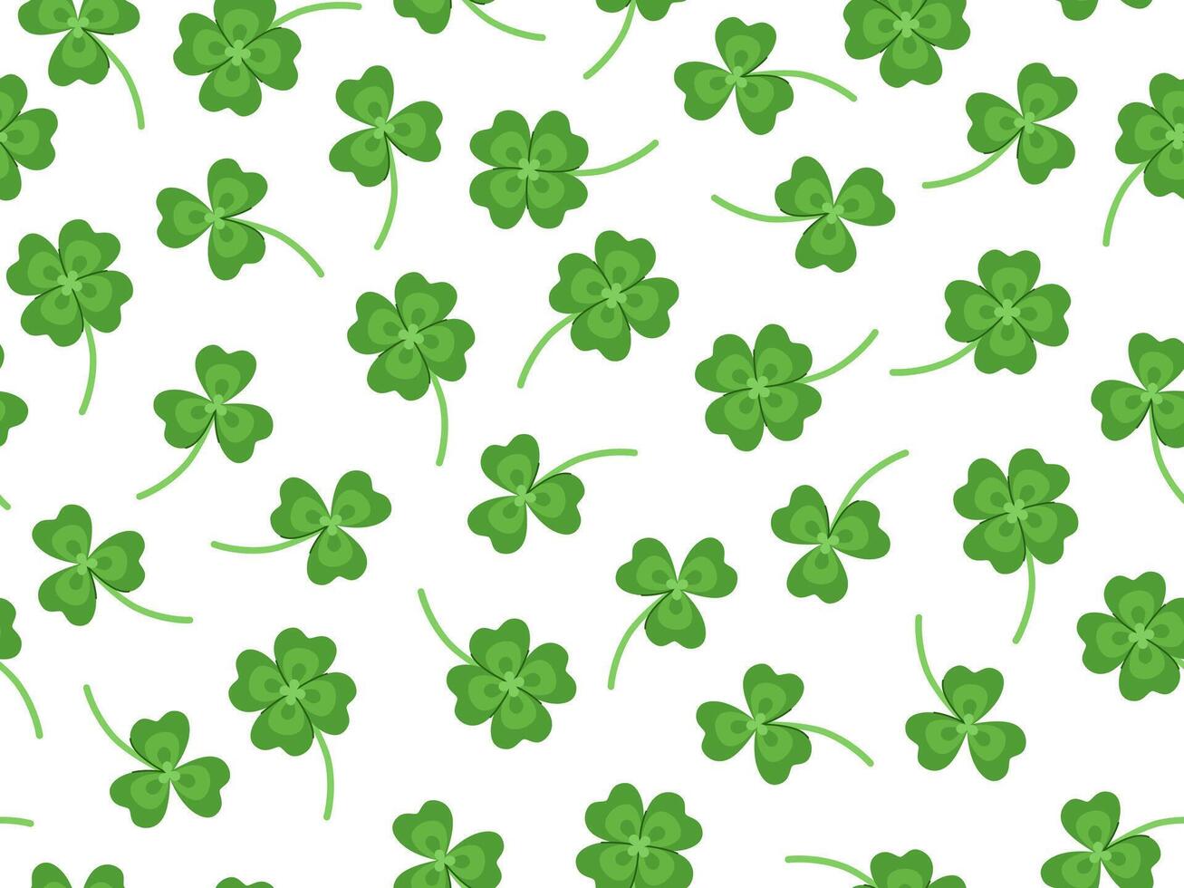 Four leaf and three leaf clovers cartoon seamless pattern for St. Patrick's Day. vector