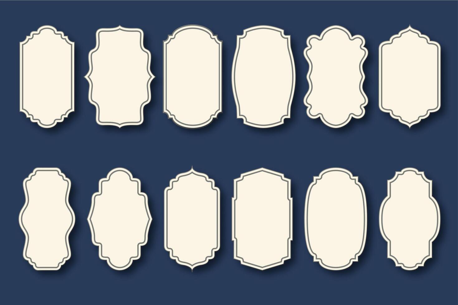 Set of 12 blank vintage style label designs featuring decorative borders vector