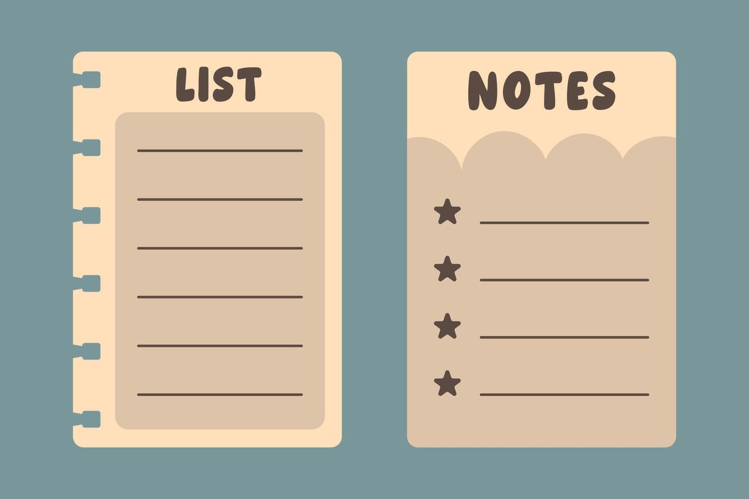 Minimalist To Do List and Notes Planner Template in Beige Aesthetic vector