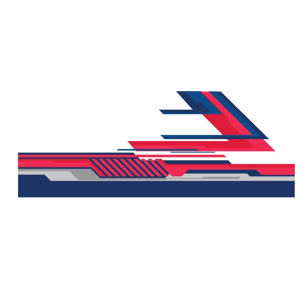 White van livery decal design with blue and red racing pattern, suitable for automotive themes in advertising, website design and racing fan content. vector