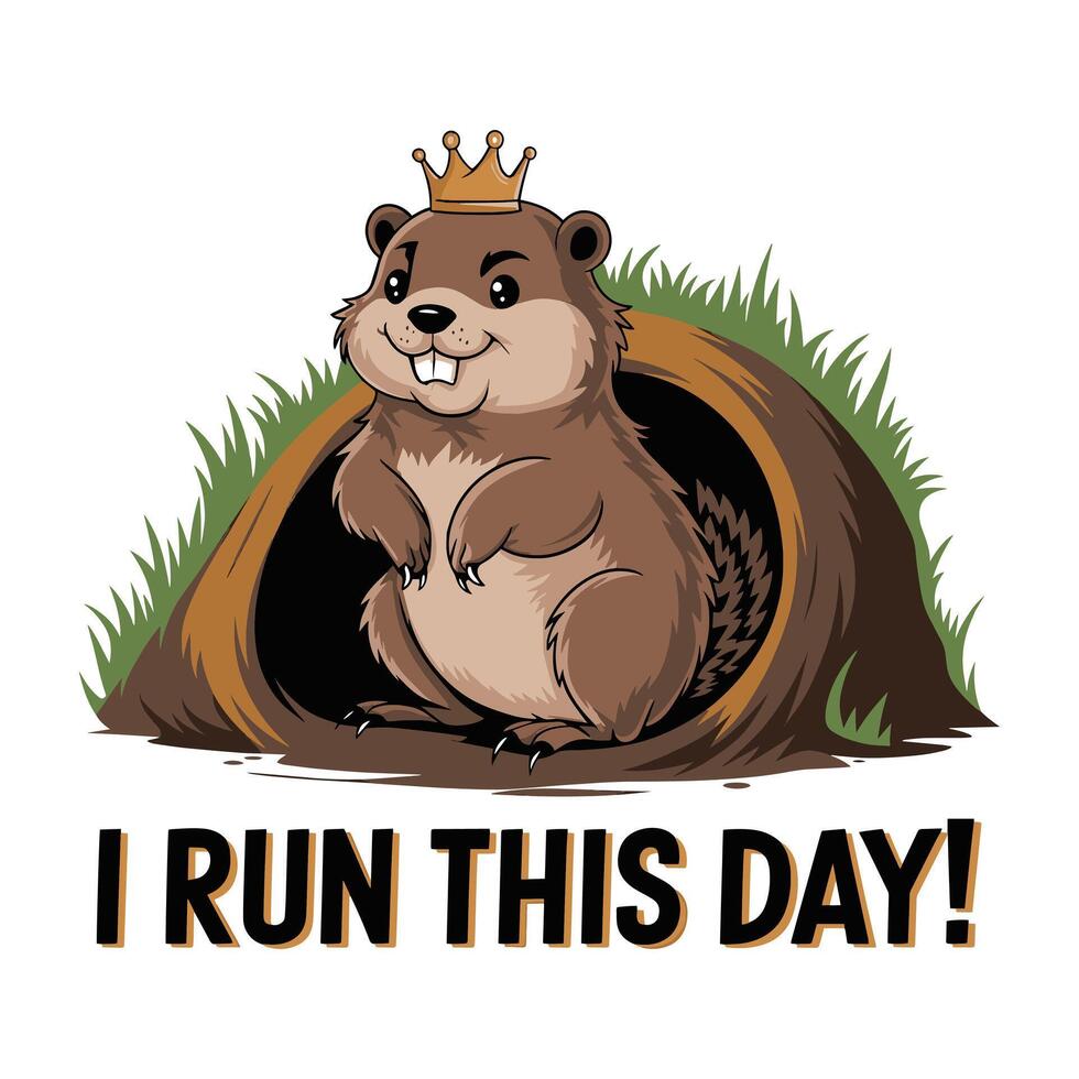 I Run This Day T Shirt Design Groundhog vector