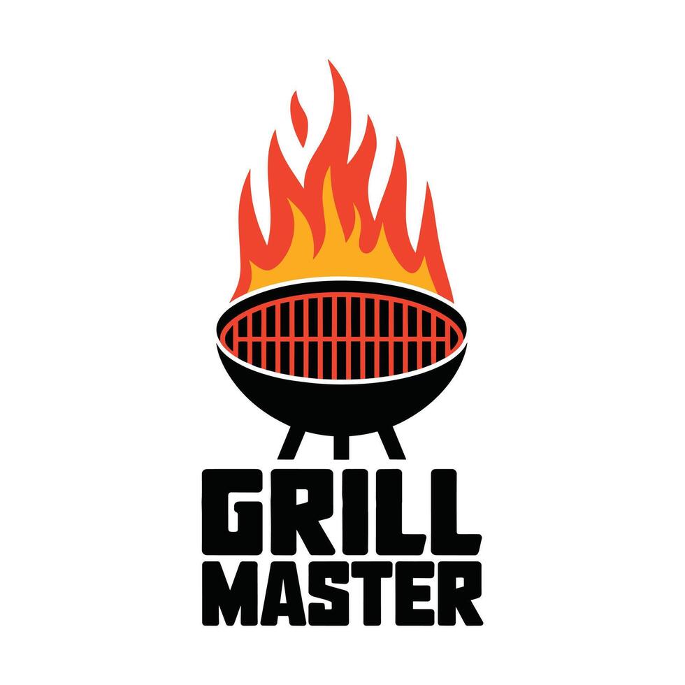 Grill Master T Shirt Design Black Grill Stove with Fire vector