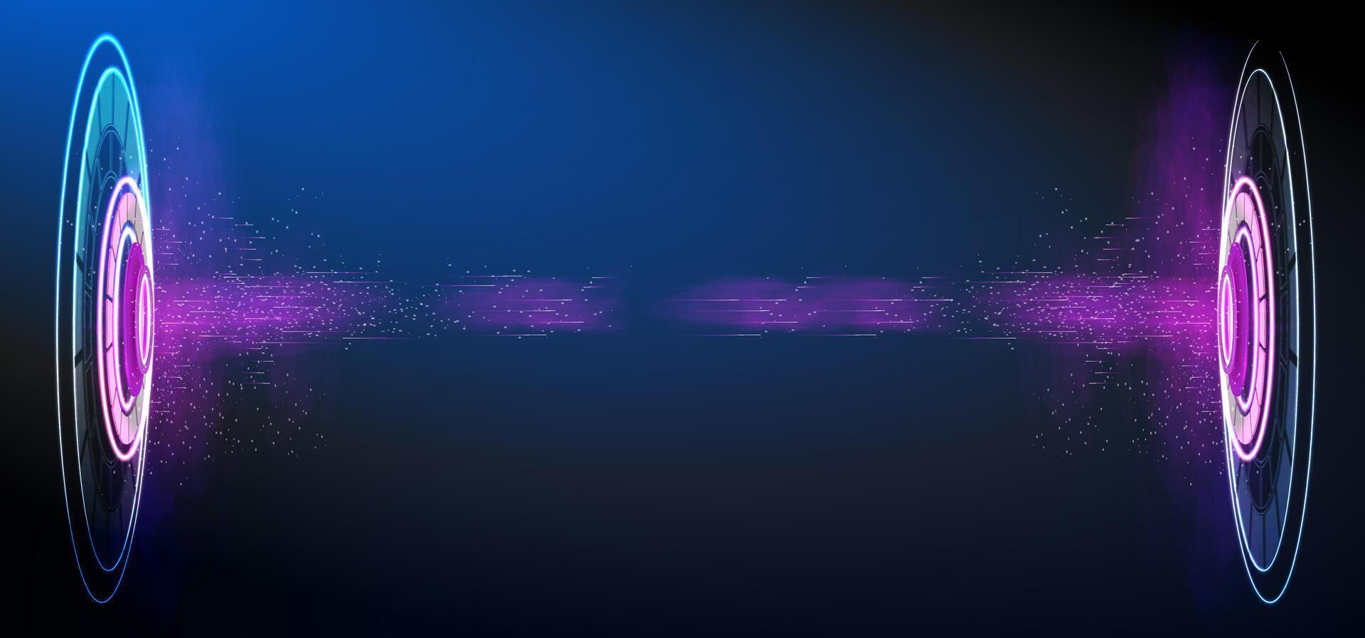 Digital vortex creating a mesmerizing light display with vibrant colors at night. vector