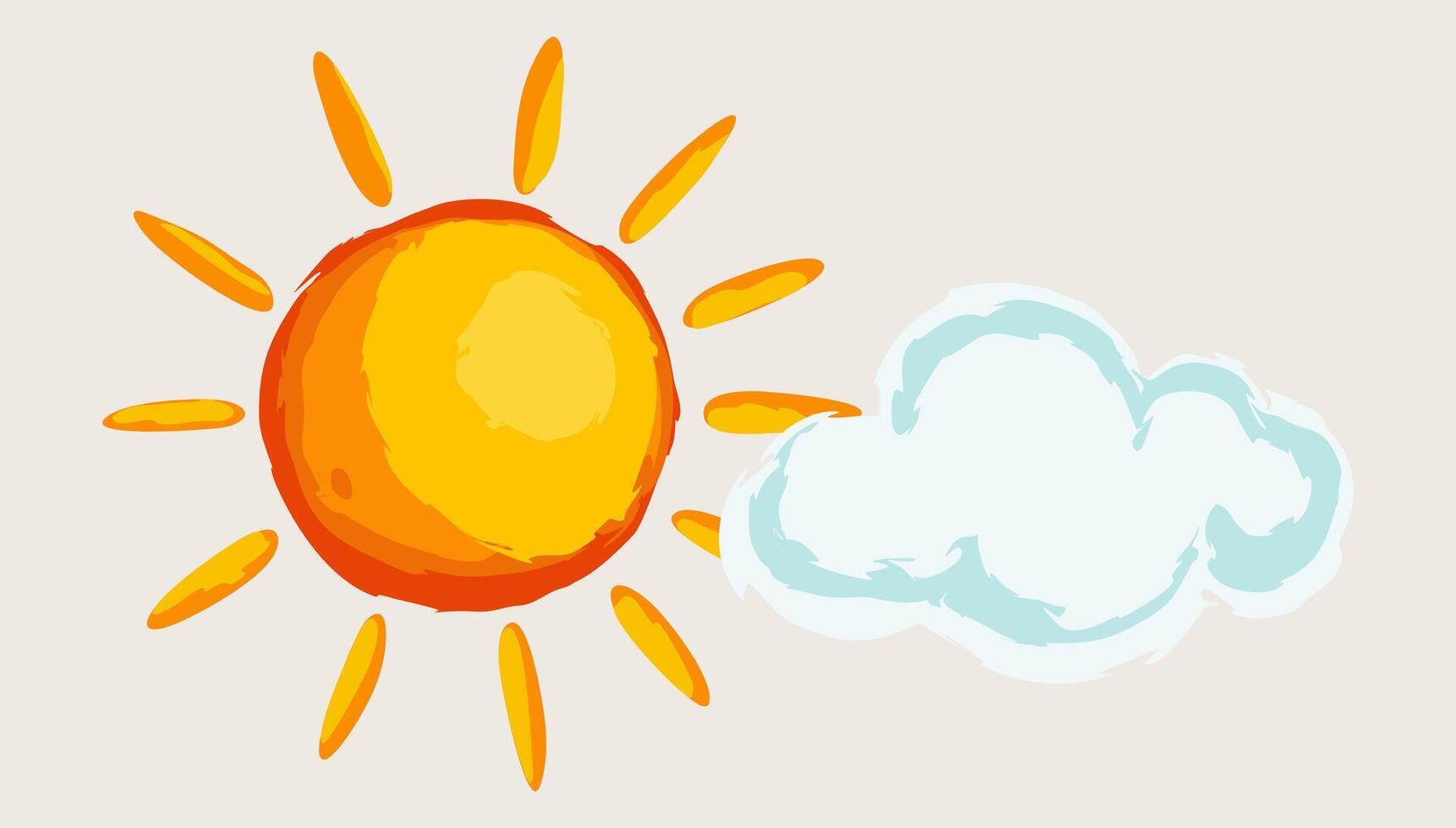 Sun and cloud. Childish doodle. isolated illustration vector