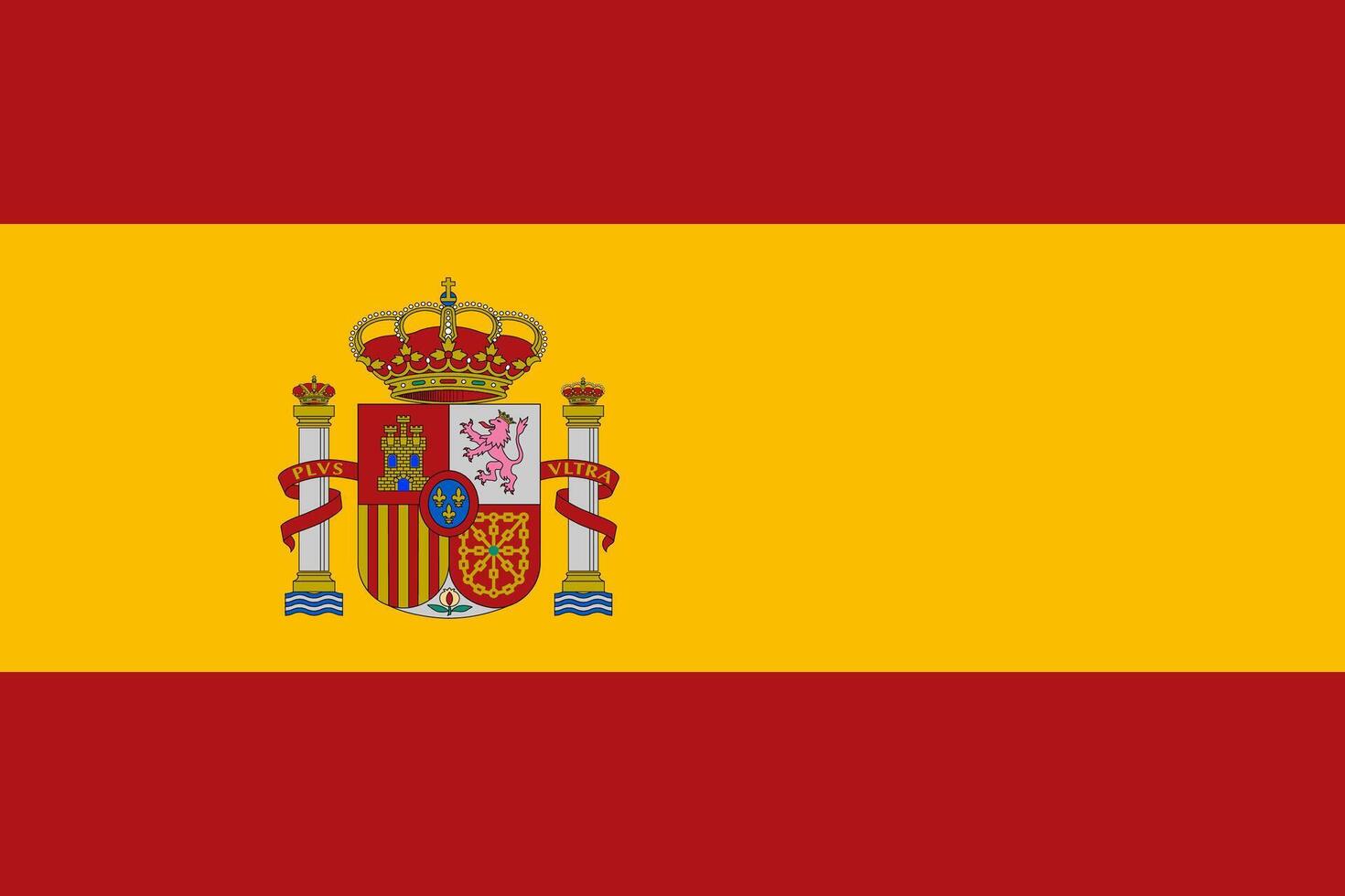 Official national flag of Spain. Flag of the Kingdom of Spain. High quality illustration. vector