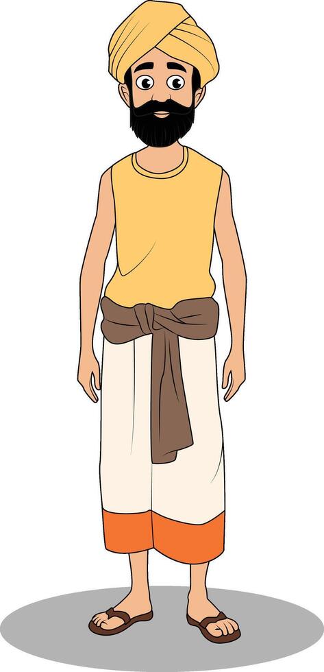 Illustrated Indian Village Men Character Designs vector