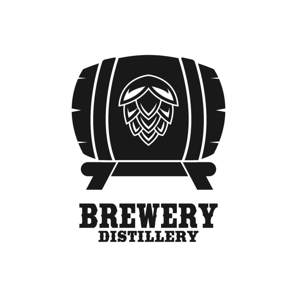 Beer emblem for brewery, ears of barley with barrel vector
