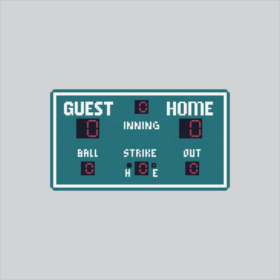 Pixel art illustration Baseball Scoreboard. vector