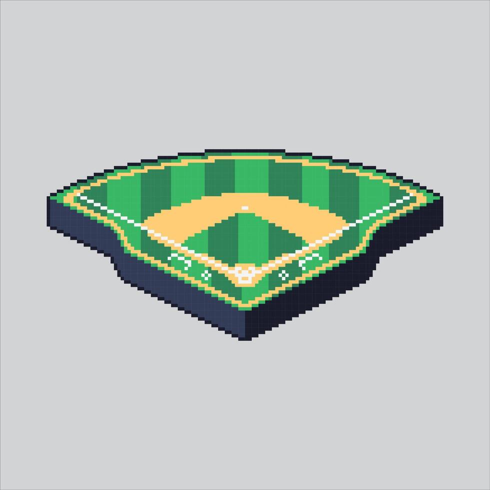 Pixel art illustration Baseball Field. Pixelated Home Field. Baseball Field Stadium Icon pixelated for the pixel art game and icon for website and game. old school retro. vector