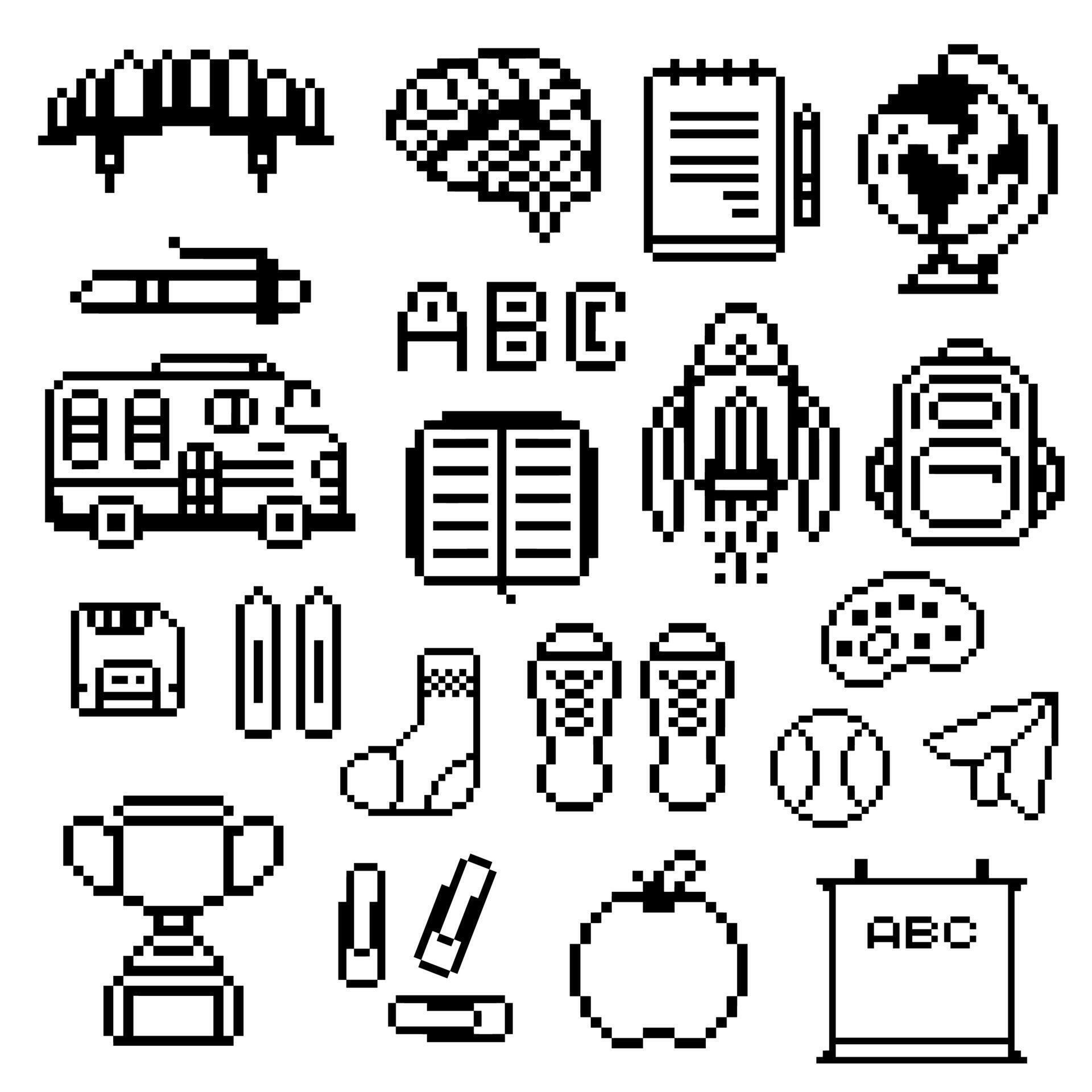 school set pixel objects 57986018 Vector Art at Vecteezy