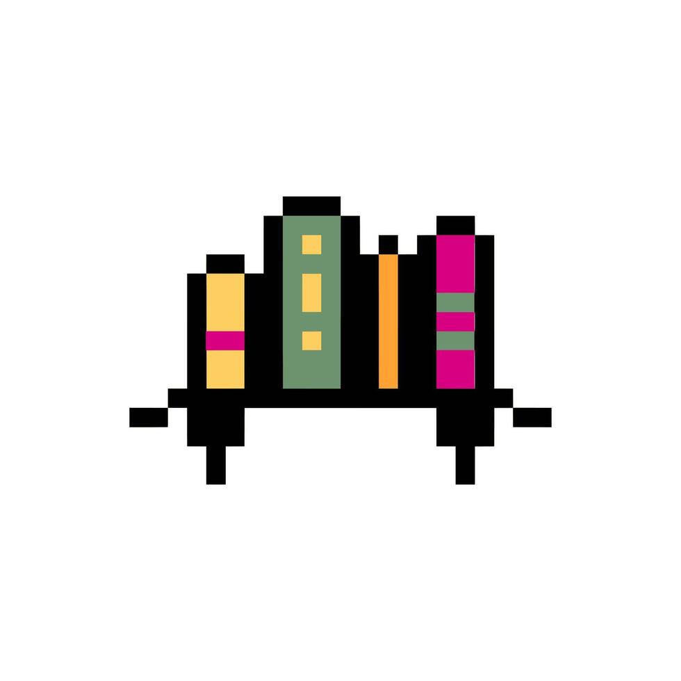 bookshelf pixel art vector