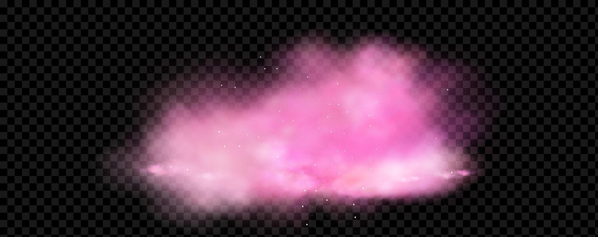 Pink smoke explosion on black background vector