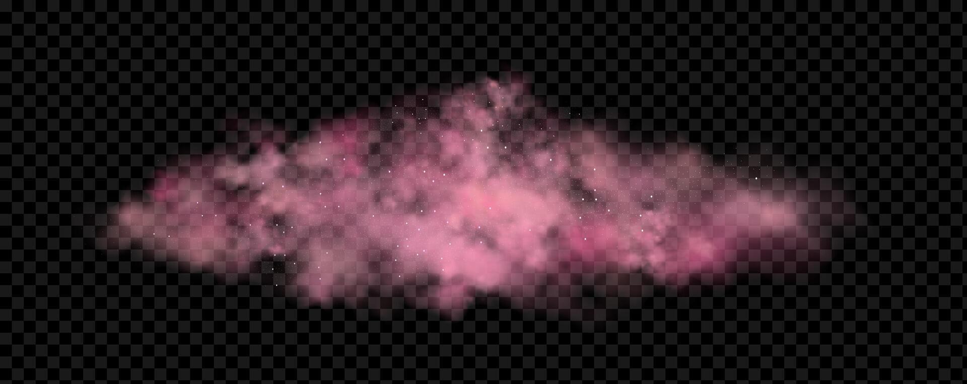 Pink smoke cloud on a black background vector