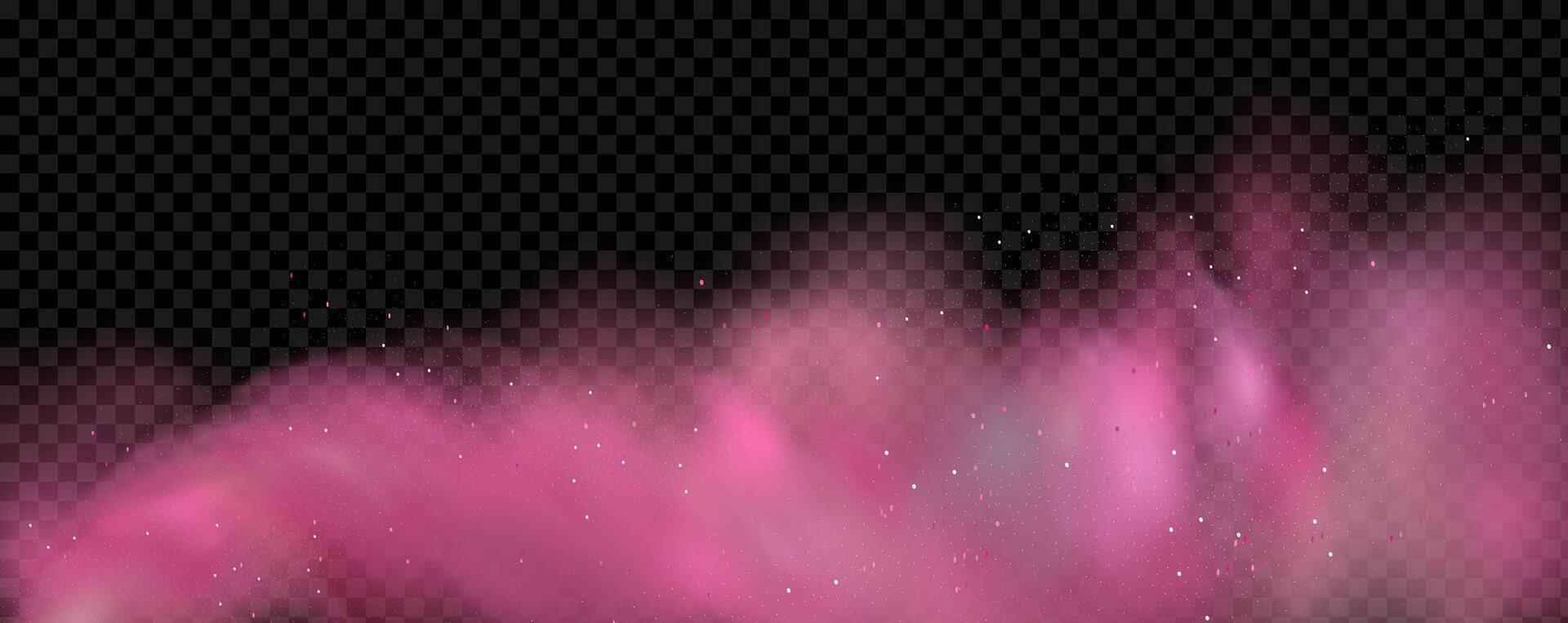 Pink aurora nebula on a black background vector