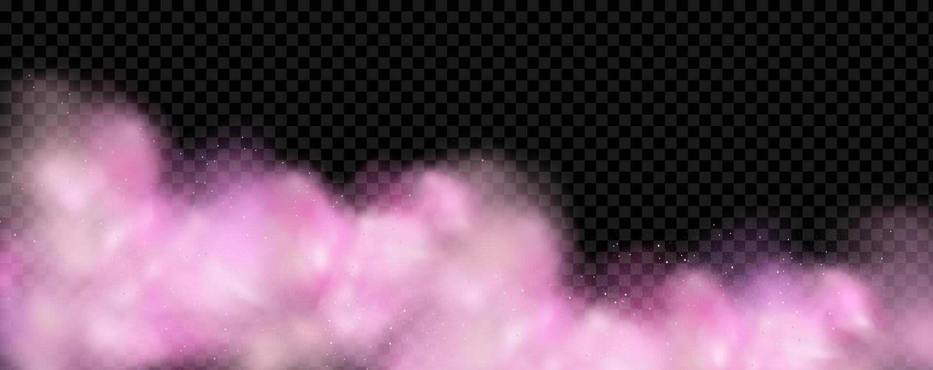 Abstract pink smoke on black background vector