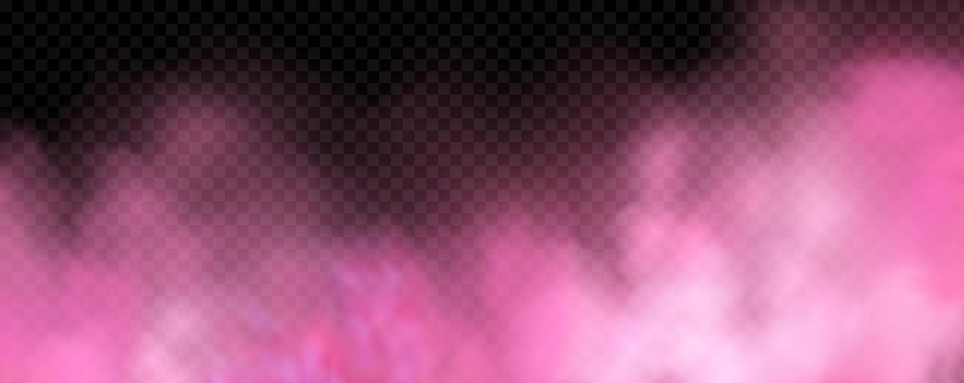 Pink smoke on black background vector