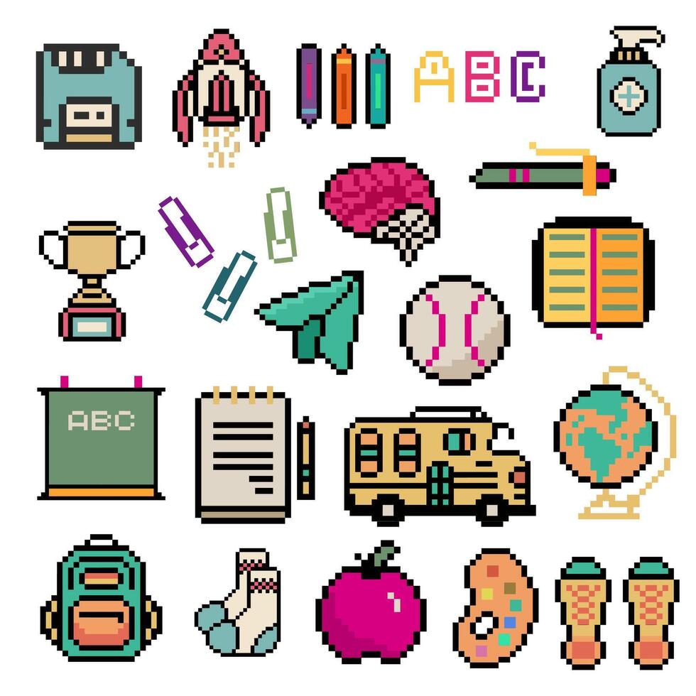 colorful objects pixel vector