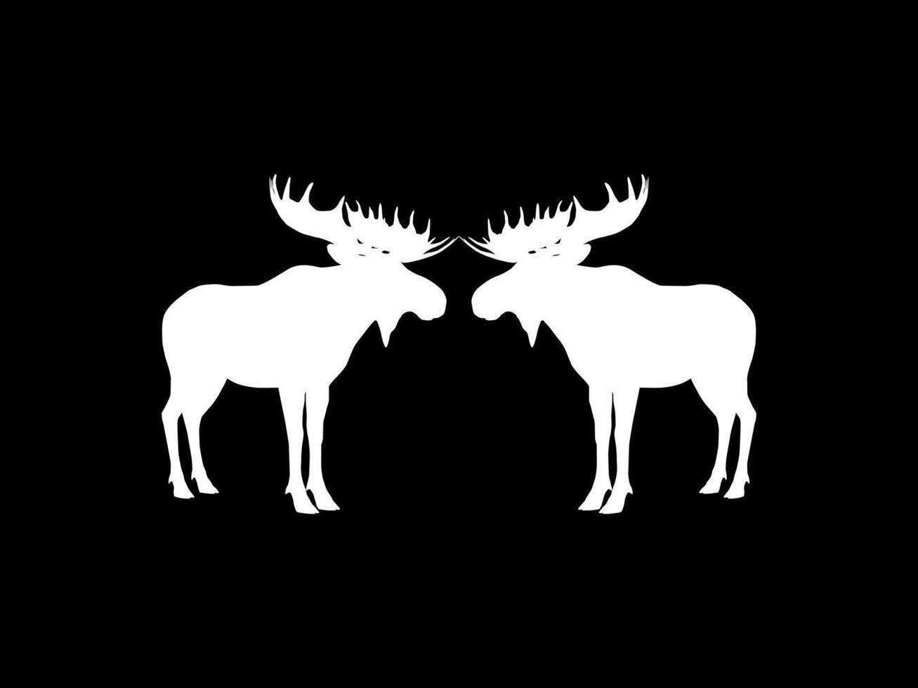 Silhouette of the Moose or Elk, largest and heaviest extant species of deer. Pair Animal. Flat style, can use for Logo Gram, Emblem, Animal Illustration, Pictogram, or for Graphic Design. vector