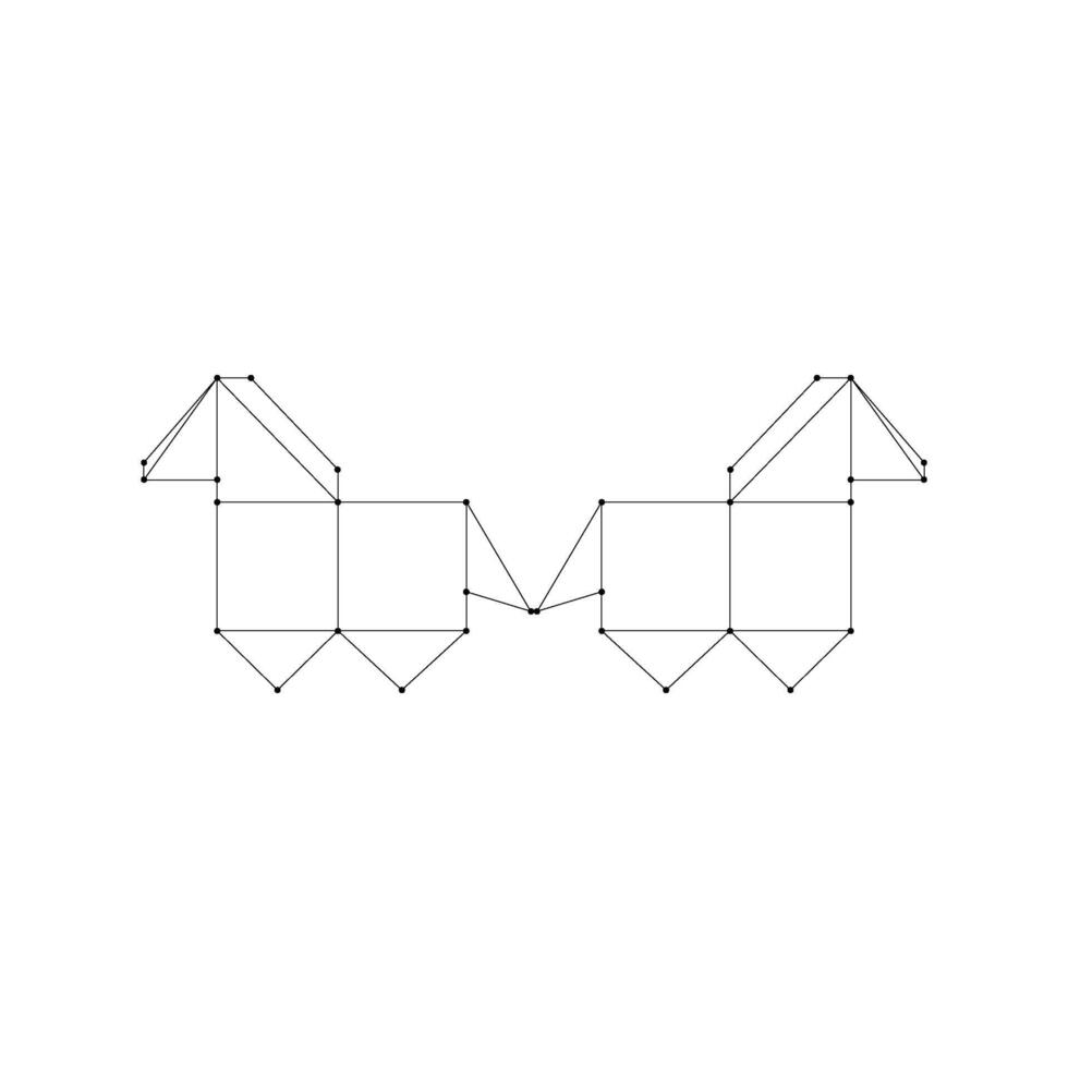 Pair Horse Polygonal Lines, can use for Logo, Pictogram, Animal Figure, Website, Apps, or Graphic Design Element. Flat and Black White. vector